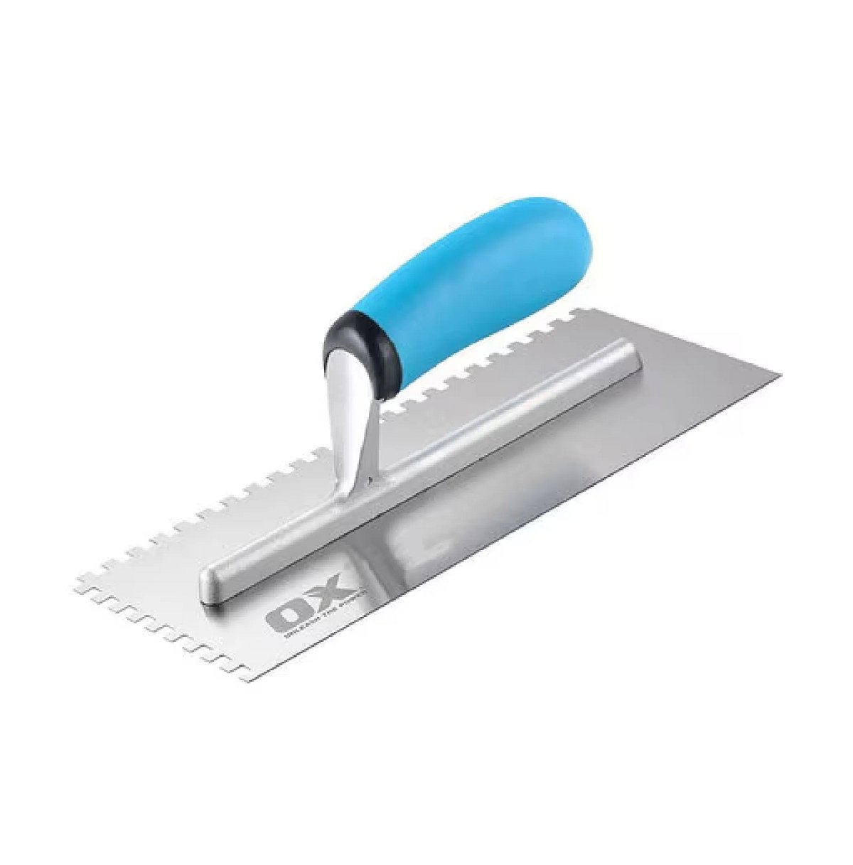 OX Trd CS Notch Trowel 11"x4-3/4"VNotch 1/4x3/16 Soft Grip
